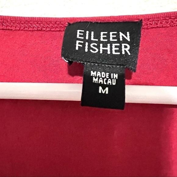 Eileen Fisher Coral Red Viscose Jersey Top long sleeve womens size M - Picture 10 of 10